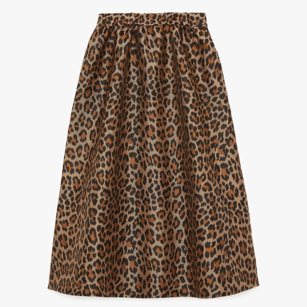 Kate Spade Classic Leopard Midi Skirt Size L